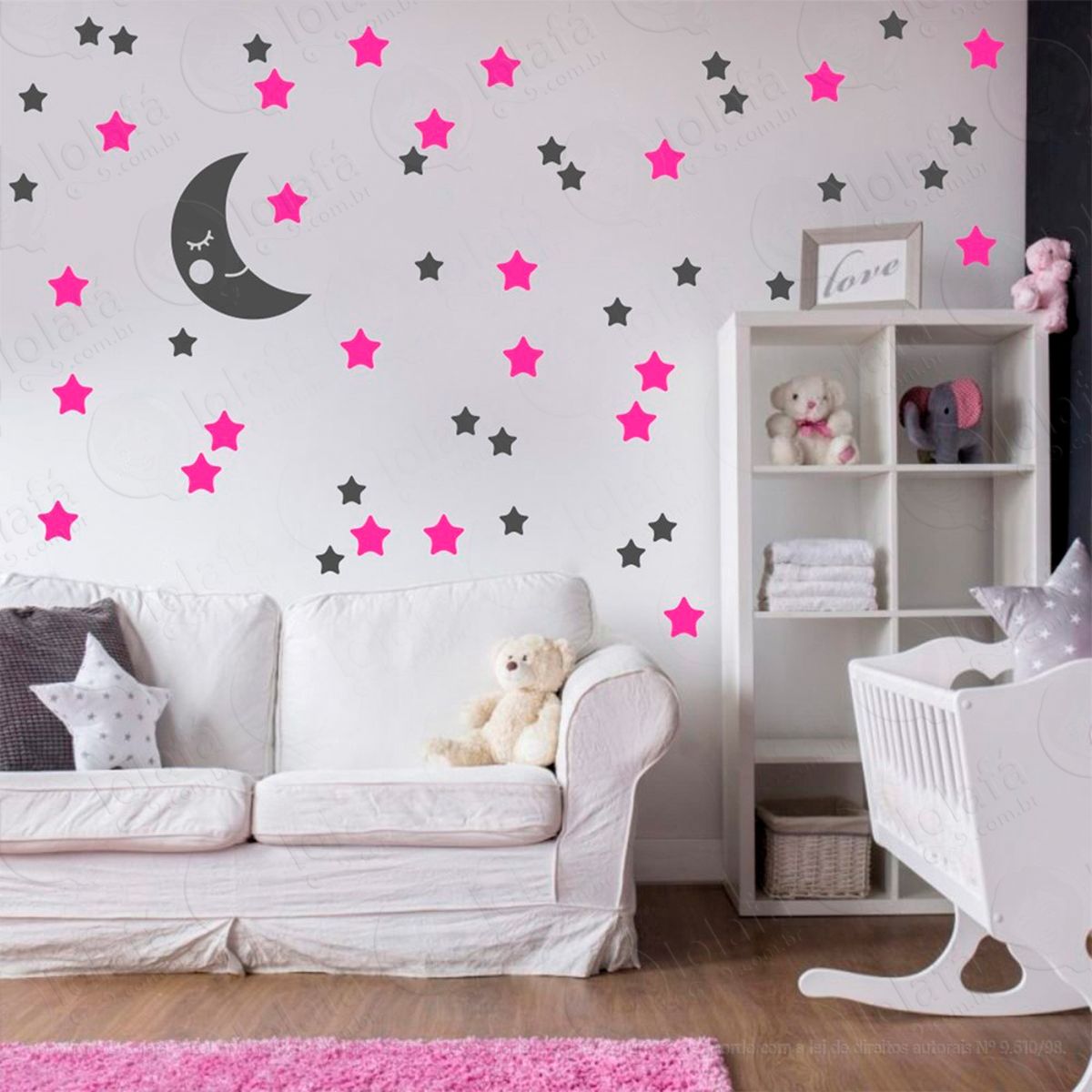 adesivos lua e estrelas 53 peças adesivos para quarto de bebê infantil - mod:598