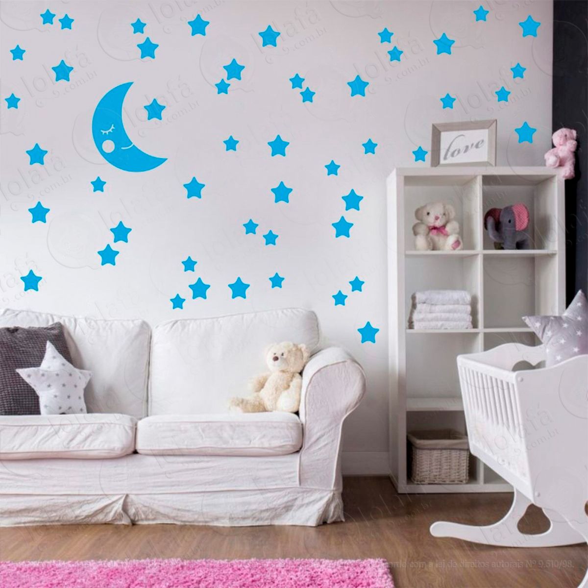 adesivos lua e estrelas 53 peças adesivos para quarto de bebê infantil - mod:600