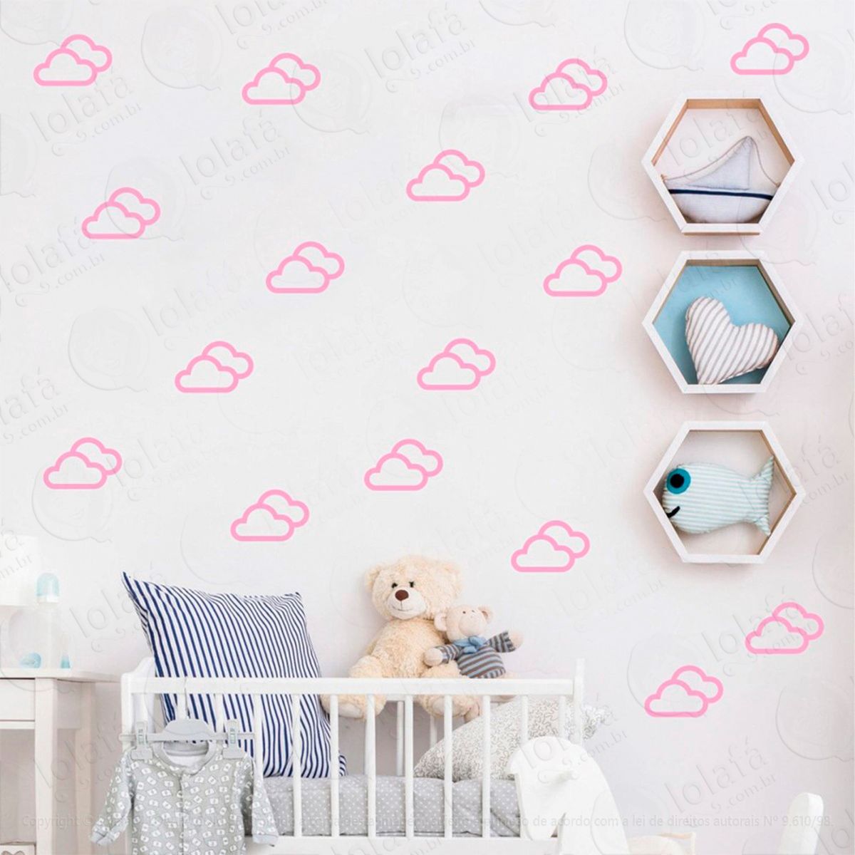 adesivos nuvens 32 peças adesivos para quarto de bebê infantil - mod:709