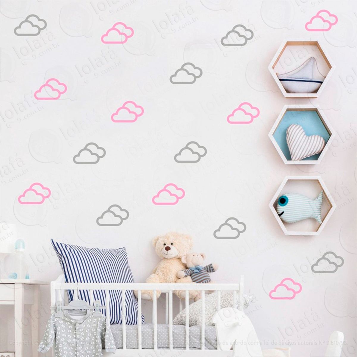 adesivos nuvens 32 peças adesivos para quarto de bebê infantil - mod:710