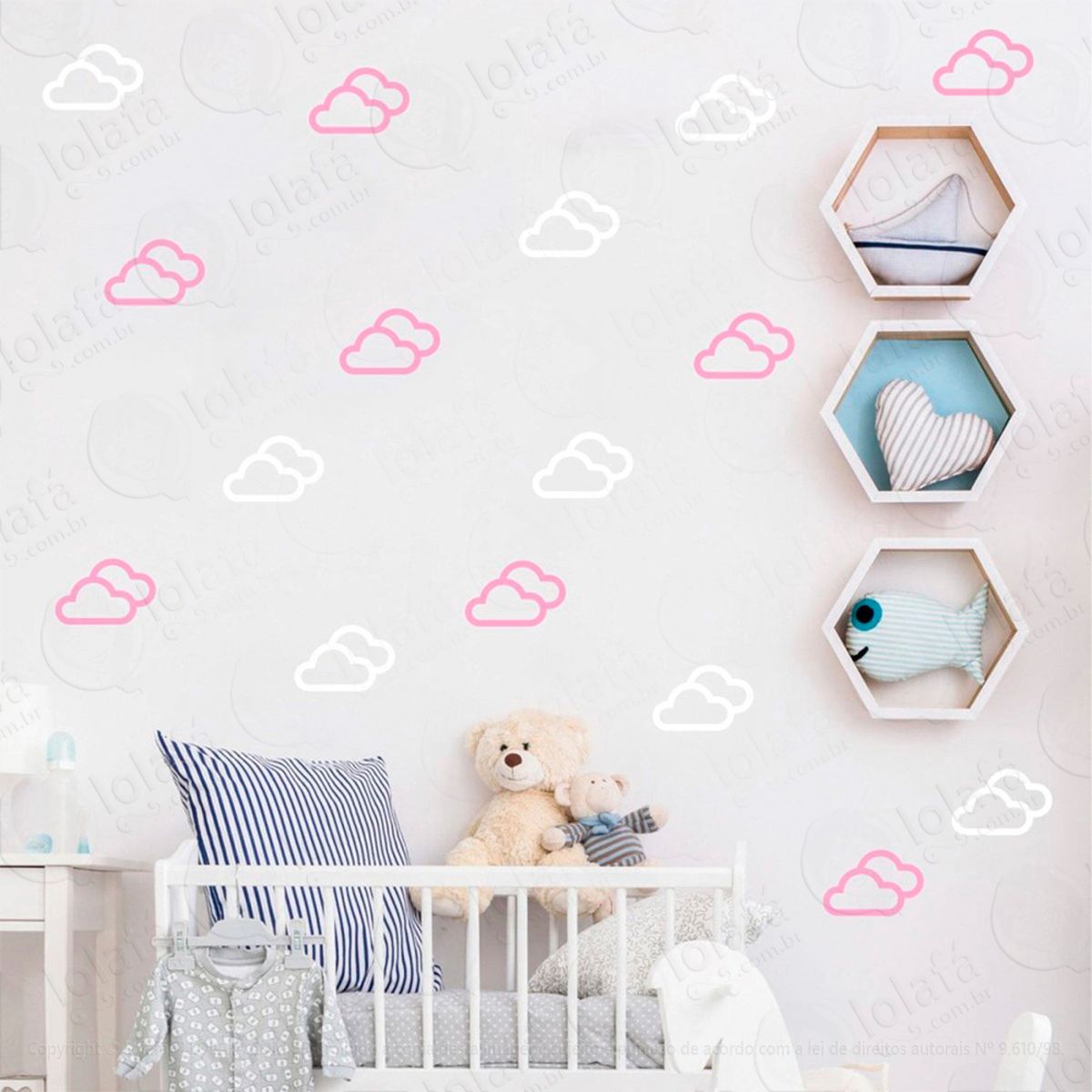 adesivos nuvens 32 peças adesivos para quarto de bebê infantil - mod:711