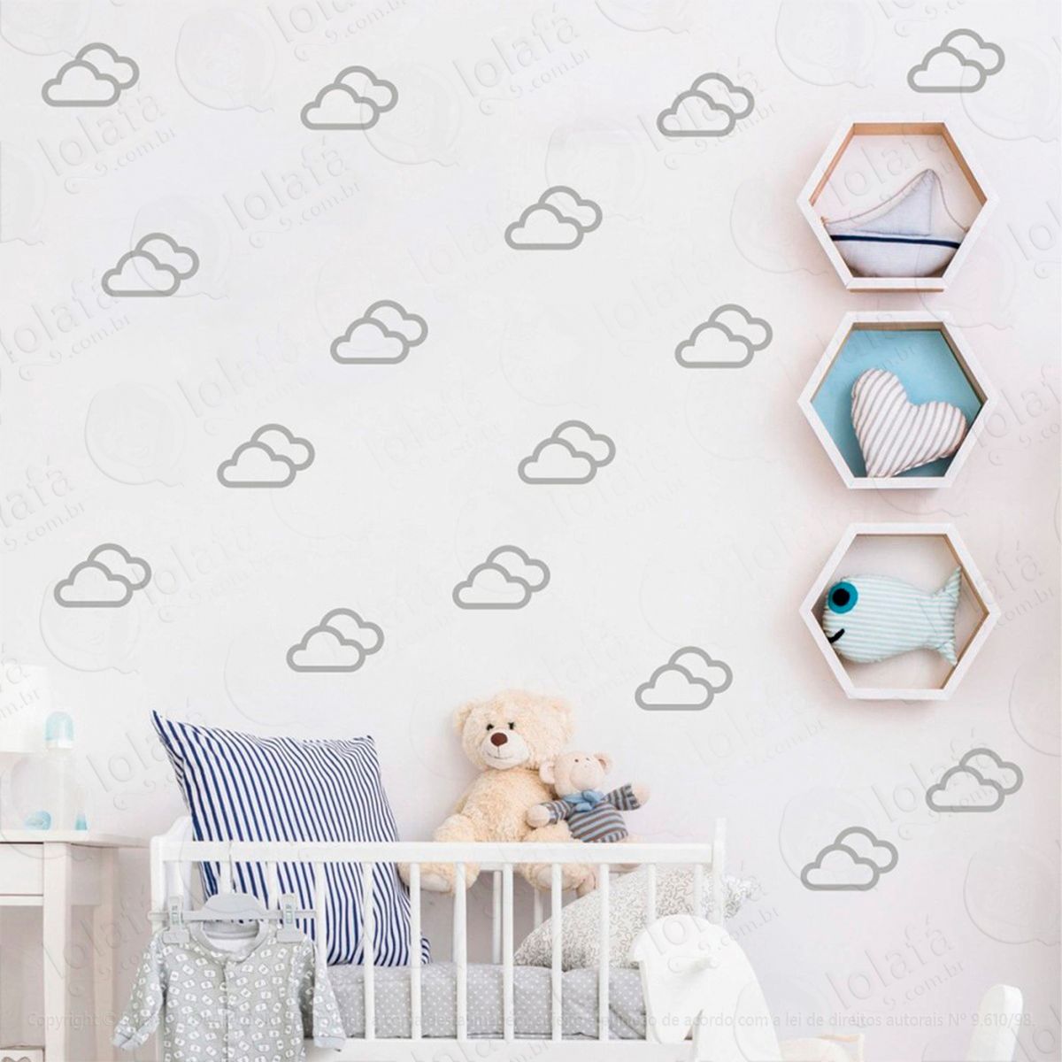 adesivos nuvens 32 peças adesivos para quarto de bebê infantil - mod:712