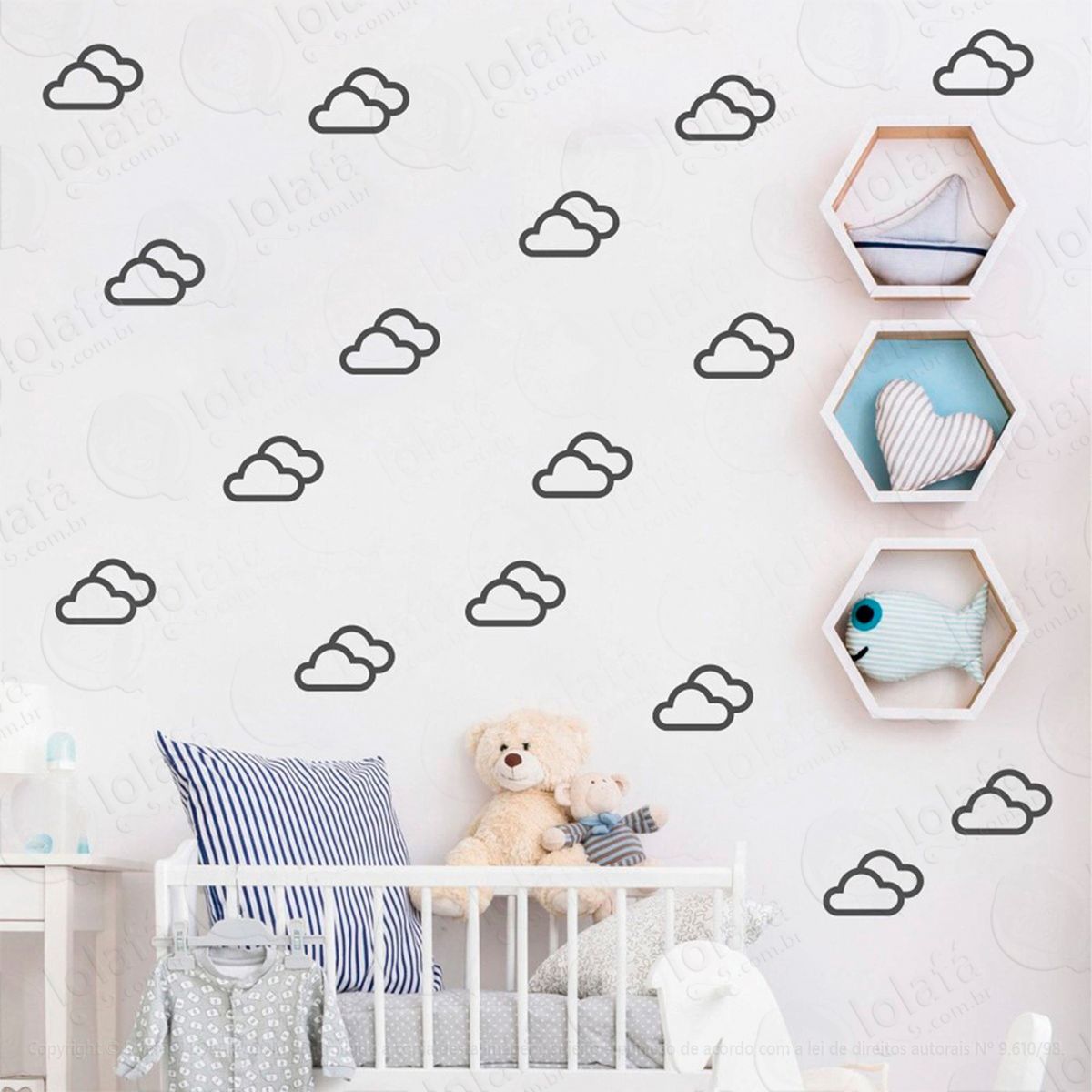 adesivos nuvens 32 peças adesivos para quarto de bebê infantil - mod:713