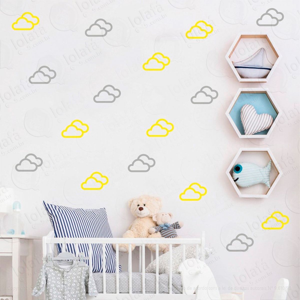 adesivos nuvens 32 peças adesivos para quarto de bebê infantil - mod:714