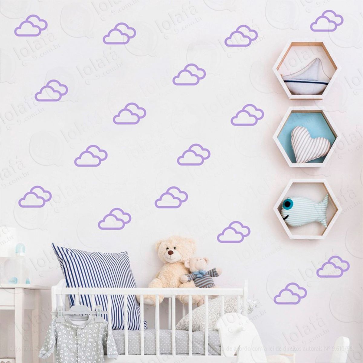 adesivos nuvens 32 peças adesivos para quarto de bebê infantil - mod:715