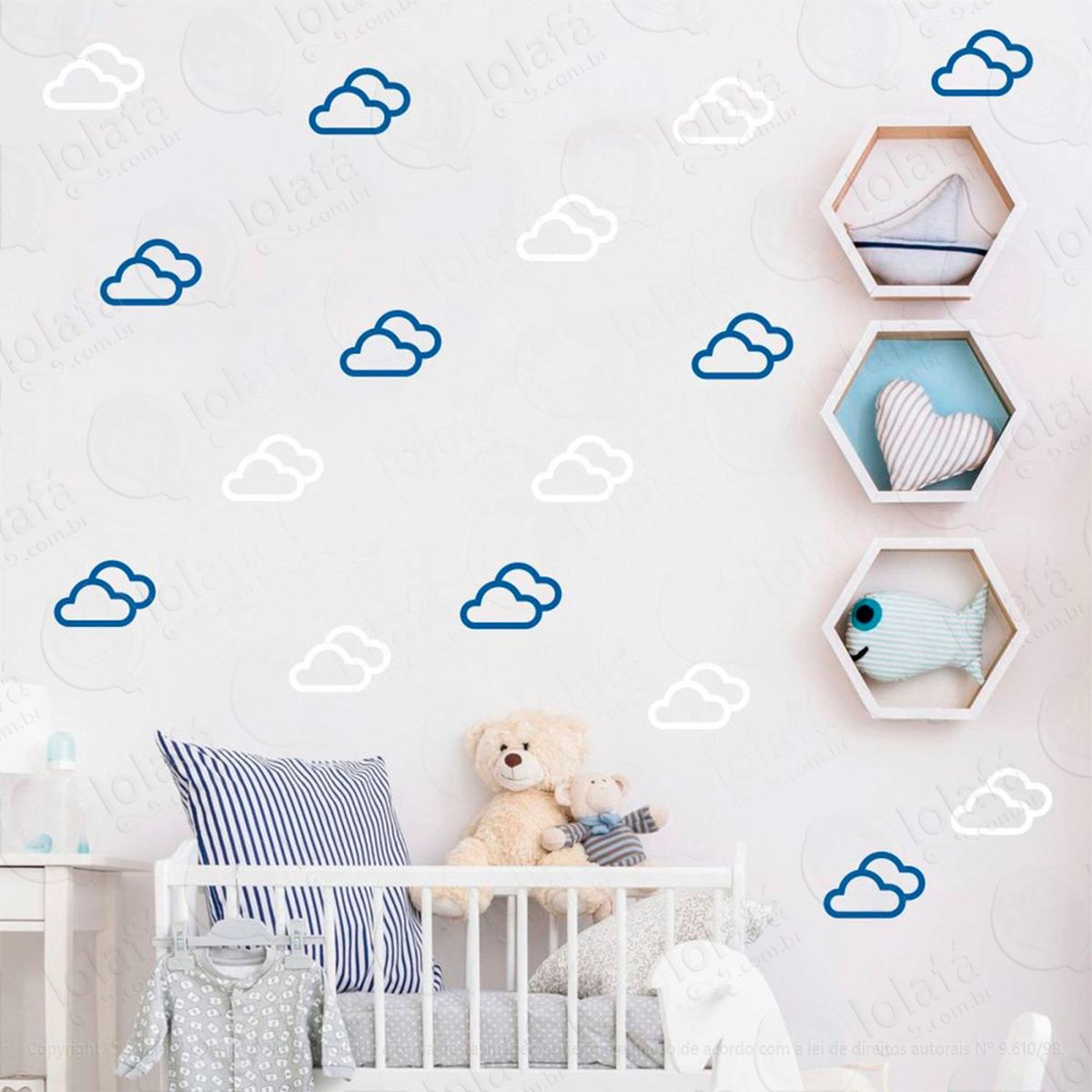 adesivos nuvens 32 peças adesivos para quarto de bebê infantil - mod:718