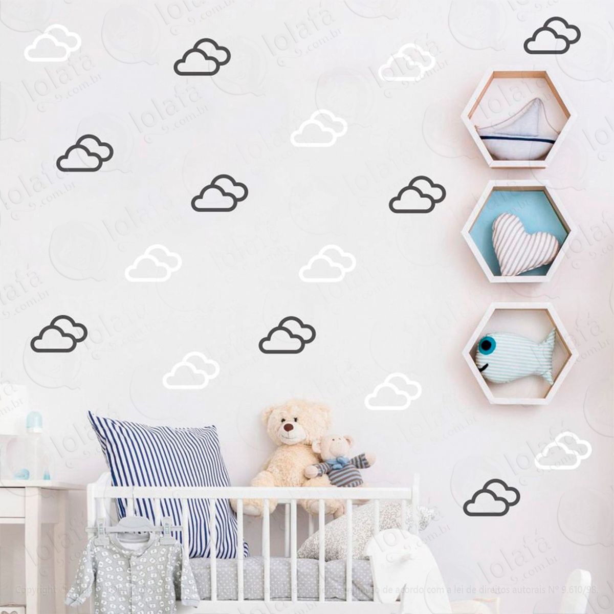 adesivos nuvens 32 peças adesivos para quarto de bebê infantil - mod:719