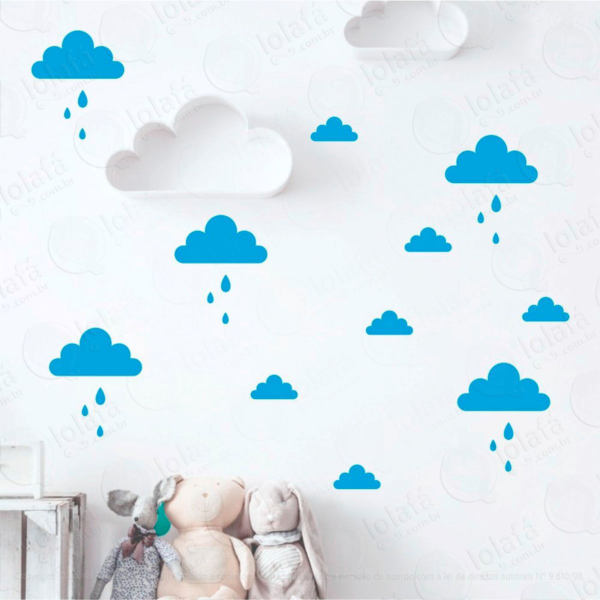 adesivos nuvens 56 peças adesivos para quarto de bebê infantil - mod:749