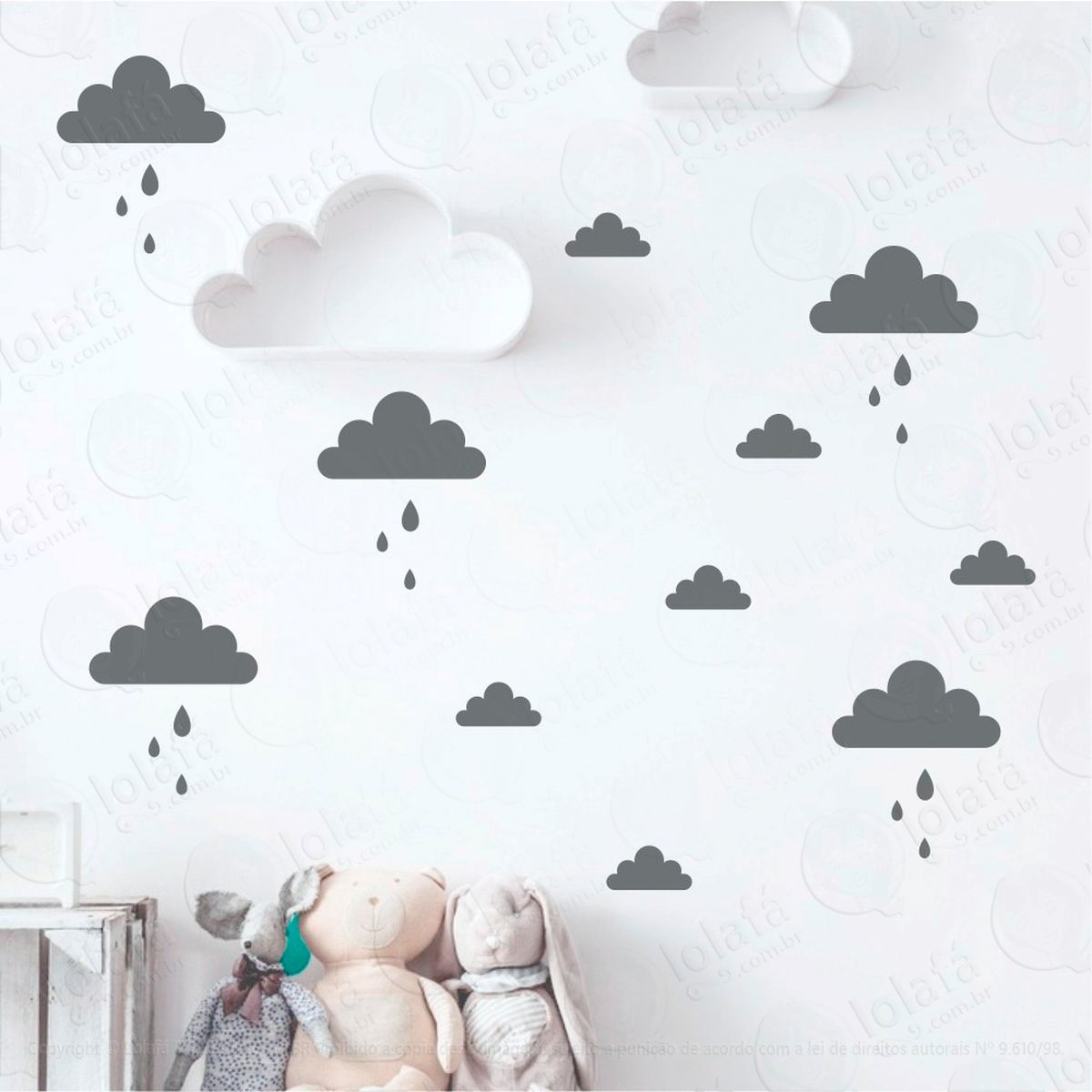 adesivos nuvens 56 peças adesivos para quarto de bebê infantil - mod:750