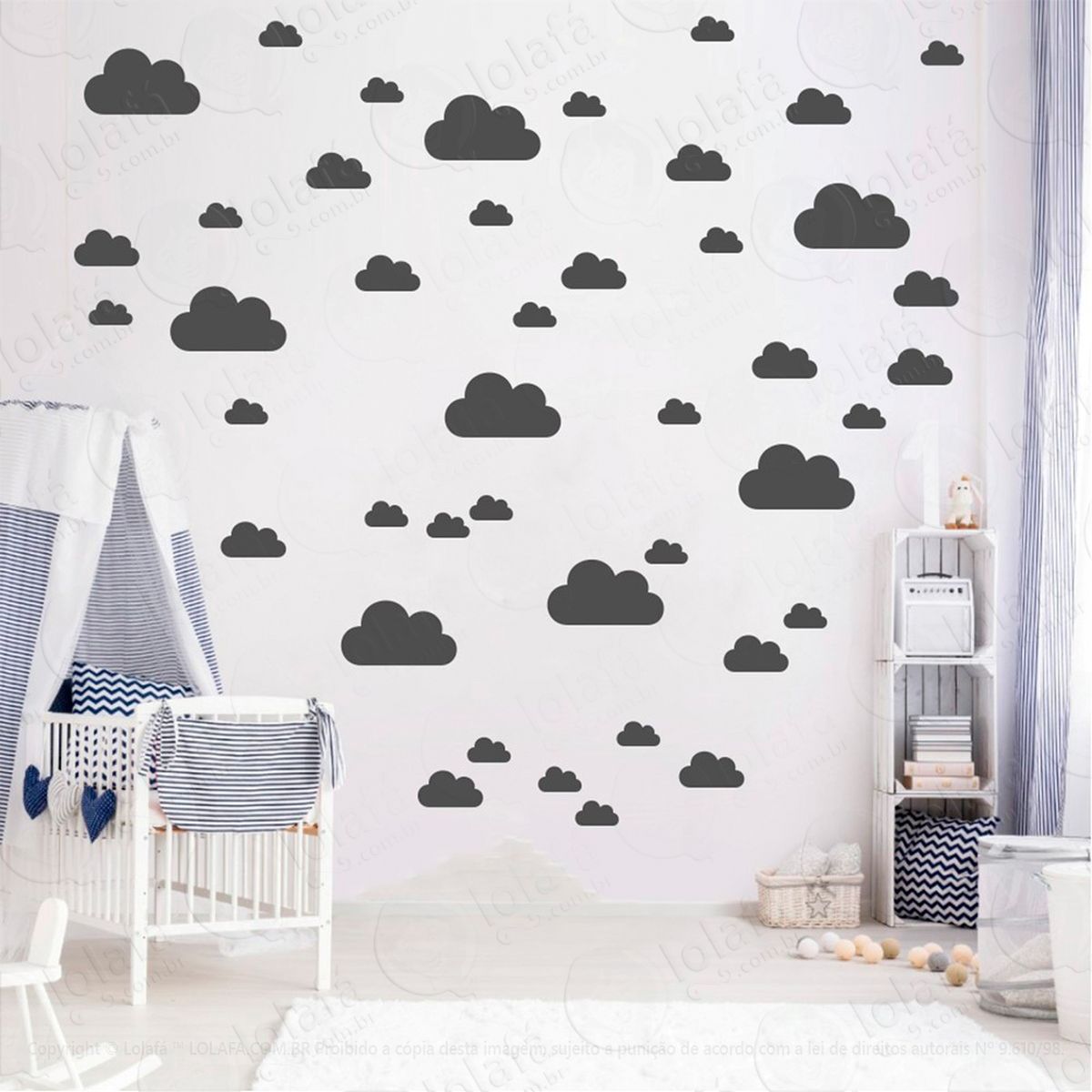 adesivos nuvens 78 peças adesivos para quarto de bebê infantil - mod:753
