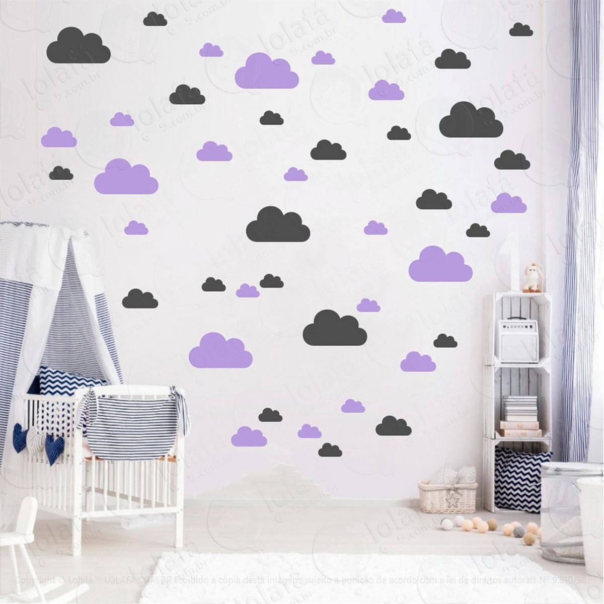 adesivos nuvens 78 peças adesivos para quarto de bebê infantil - mod:754