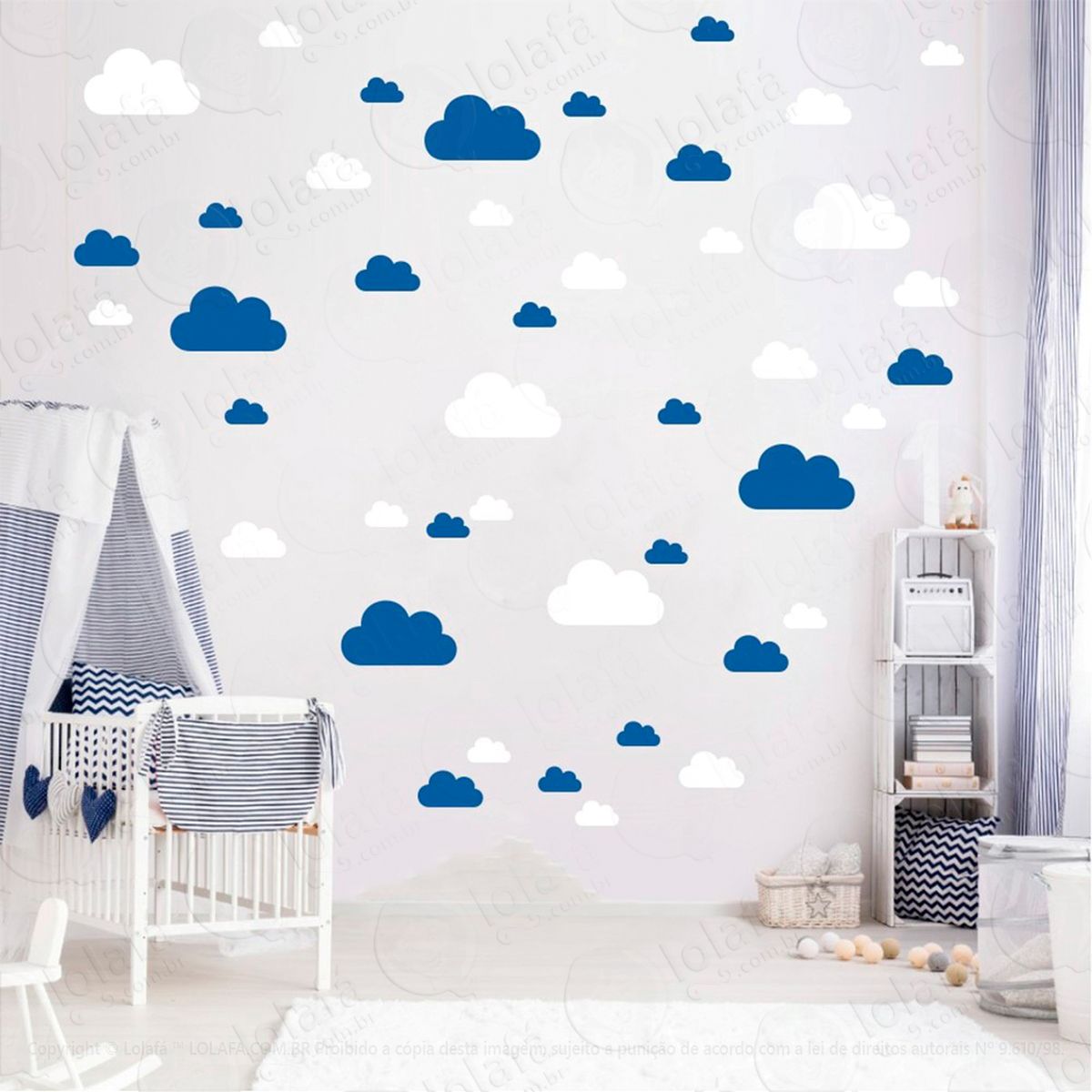 adesivos nuvens 78 peças adesivos para quarto de bebê infantil - mod:755