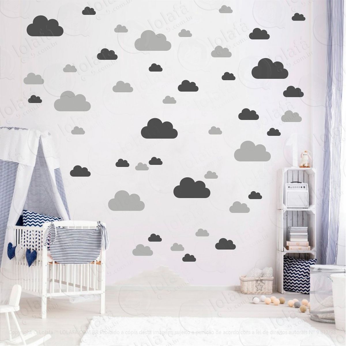 adesivos nuvens 78 peças adesivos para quarto de bebê infantil - mod:756