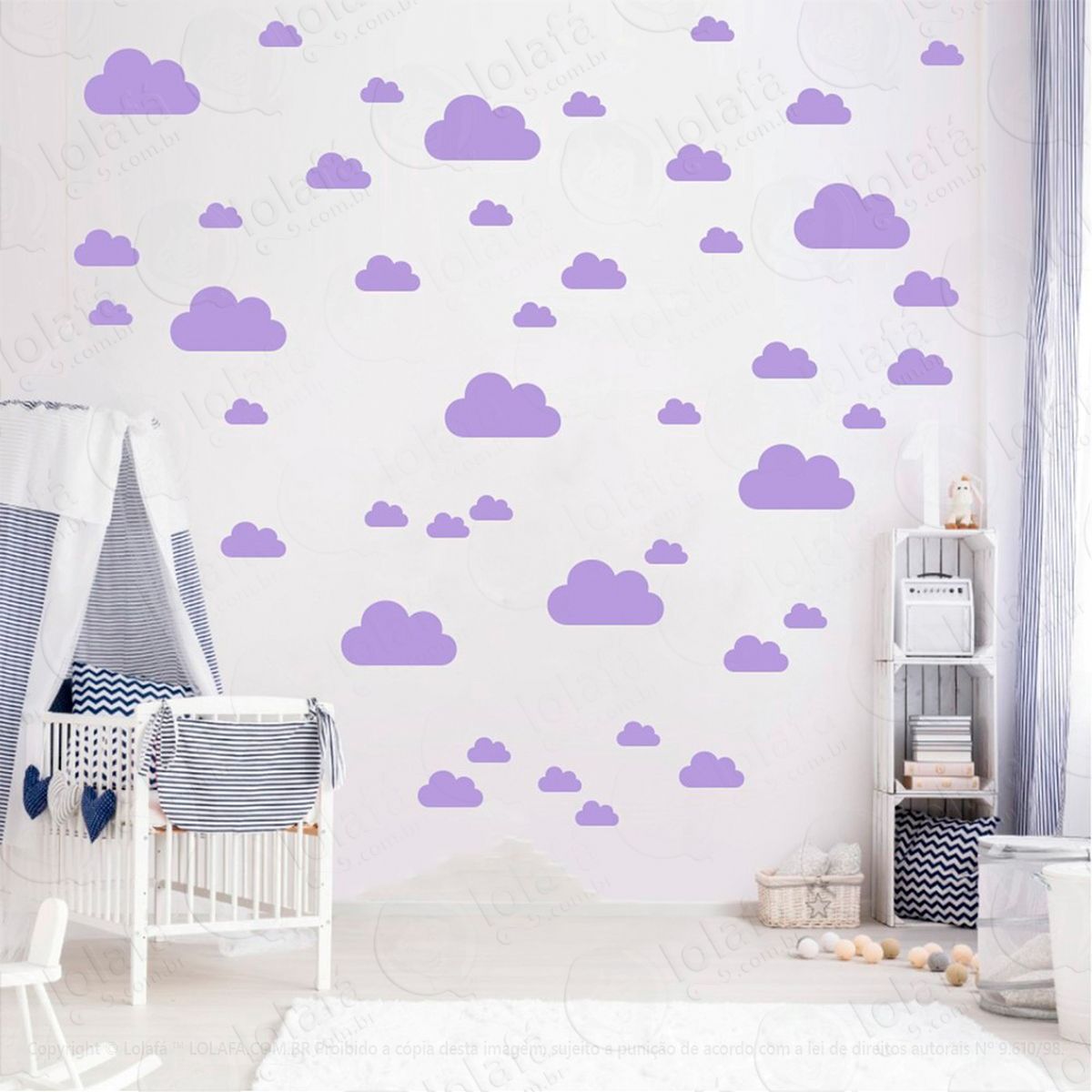 adesivos nuvens 78 peças adesivos para quarto de bebê infantil - mod:757