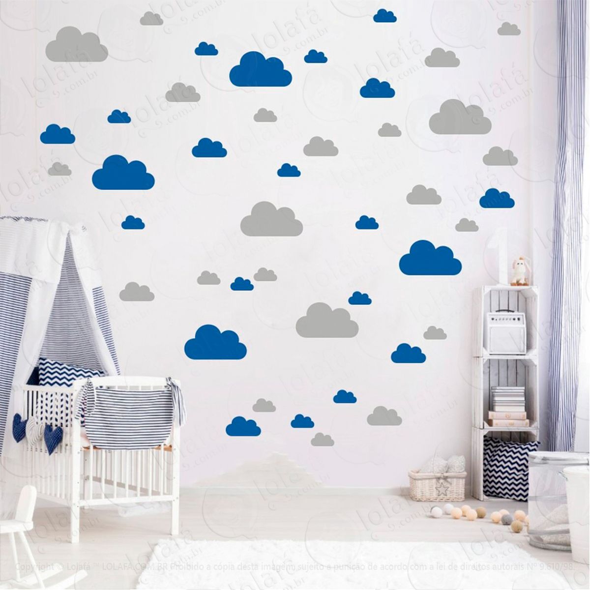 adesivos nuvens 78 peças adesivos para quarto de bebê infantil - mod:758