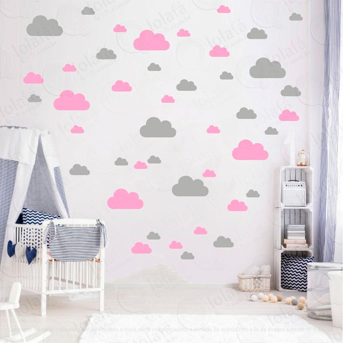 adesivos nuvens 78 peças adesivos para quarto de bebê infantil - mod:759