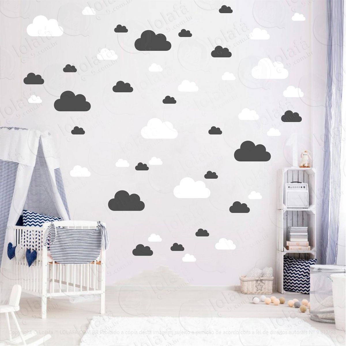 adesivos nuvens 78 peças adesivos para quarto de bebê infantil - mod:760