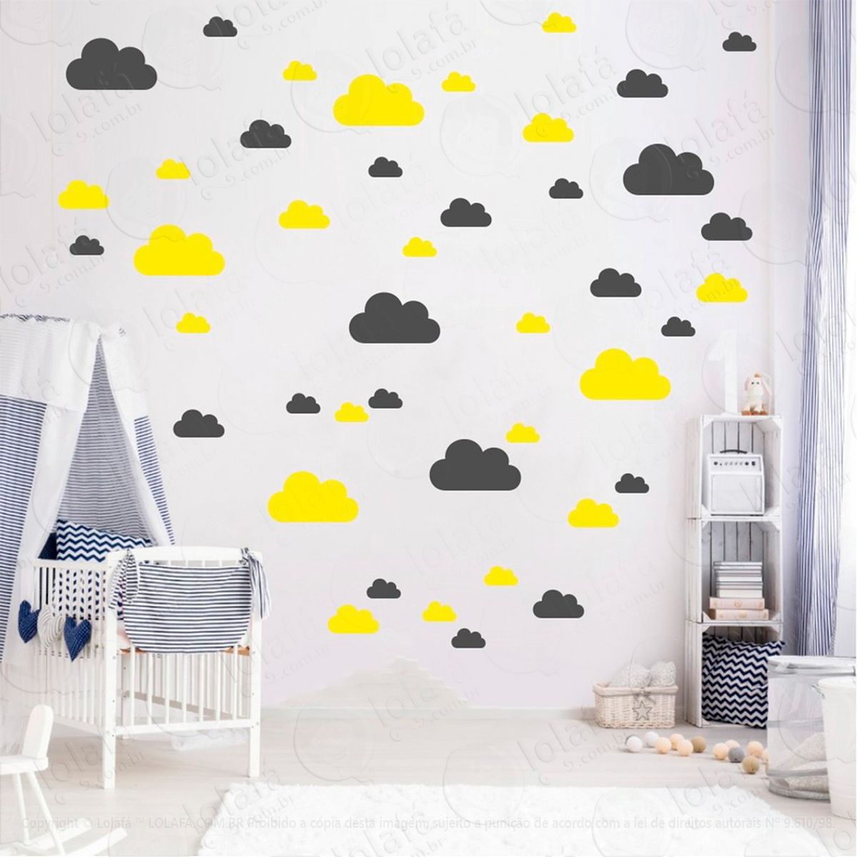 adesivos nuvens 78 peças adesivos para quarto de bebê infantil - mod:761