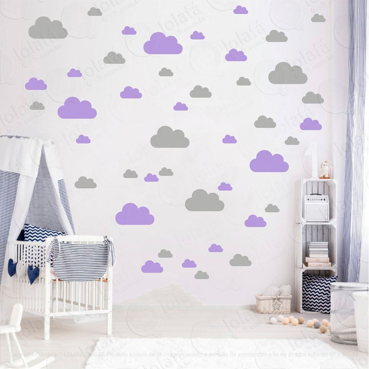 adesivos nuvens 78 peças adesivos para quarto de bebê infantil - mod:762