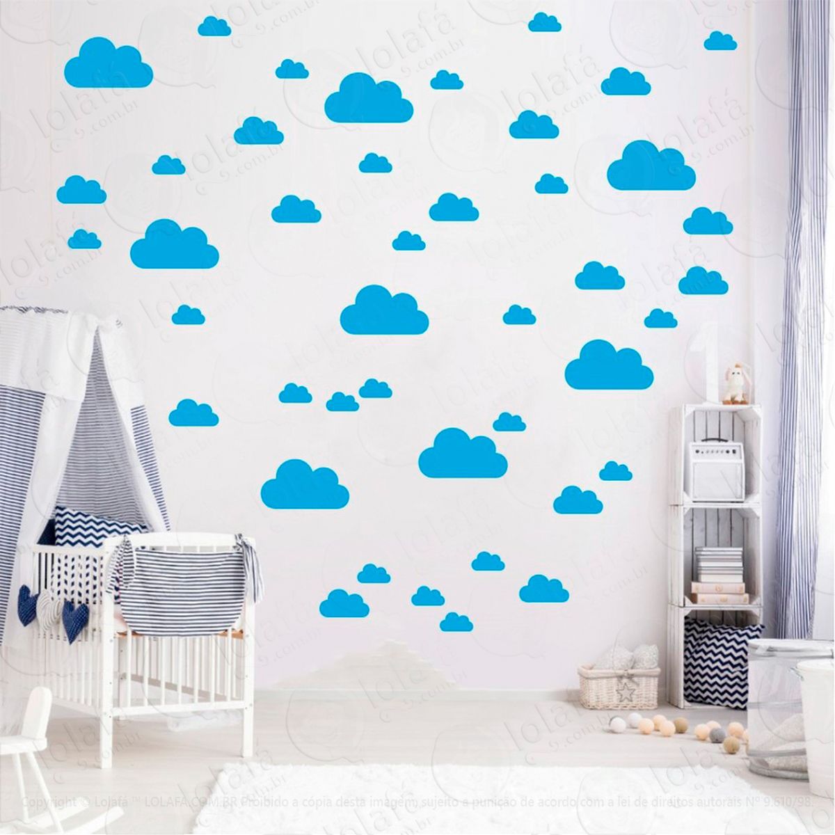 adesivos nuvens 78 peças adesivos para quarto de bebê infantil - mod:763