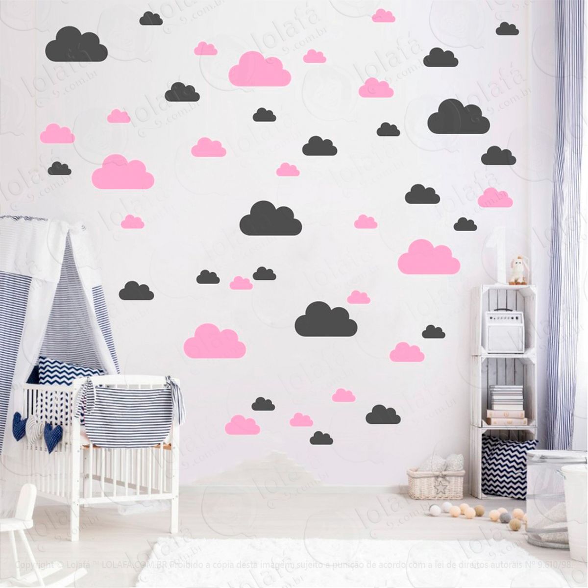 adesivos nuvens 78 peças adesivos para quarto de bebê infantil - mod:764