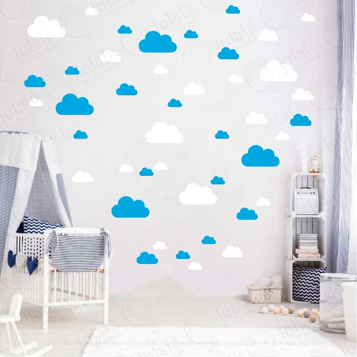 adesivos nuvens 78 peças adesivos para quarto de bebê infantil - mod:765