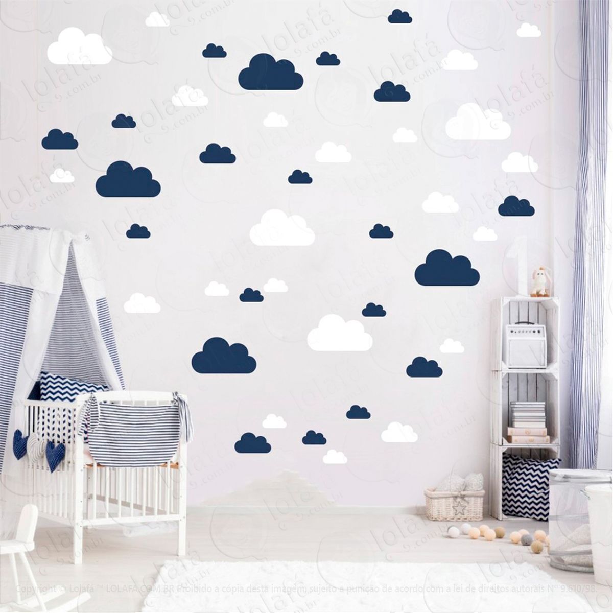 adesivos nuvens 78 peças adesivos para quarto de bebê infantil - mod:766