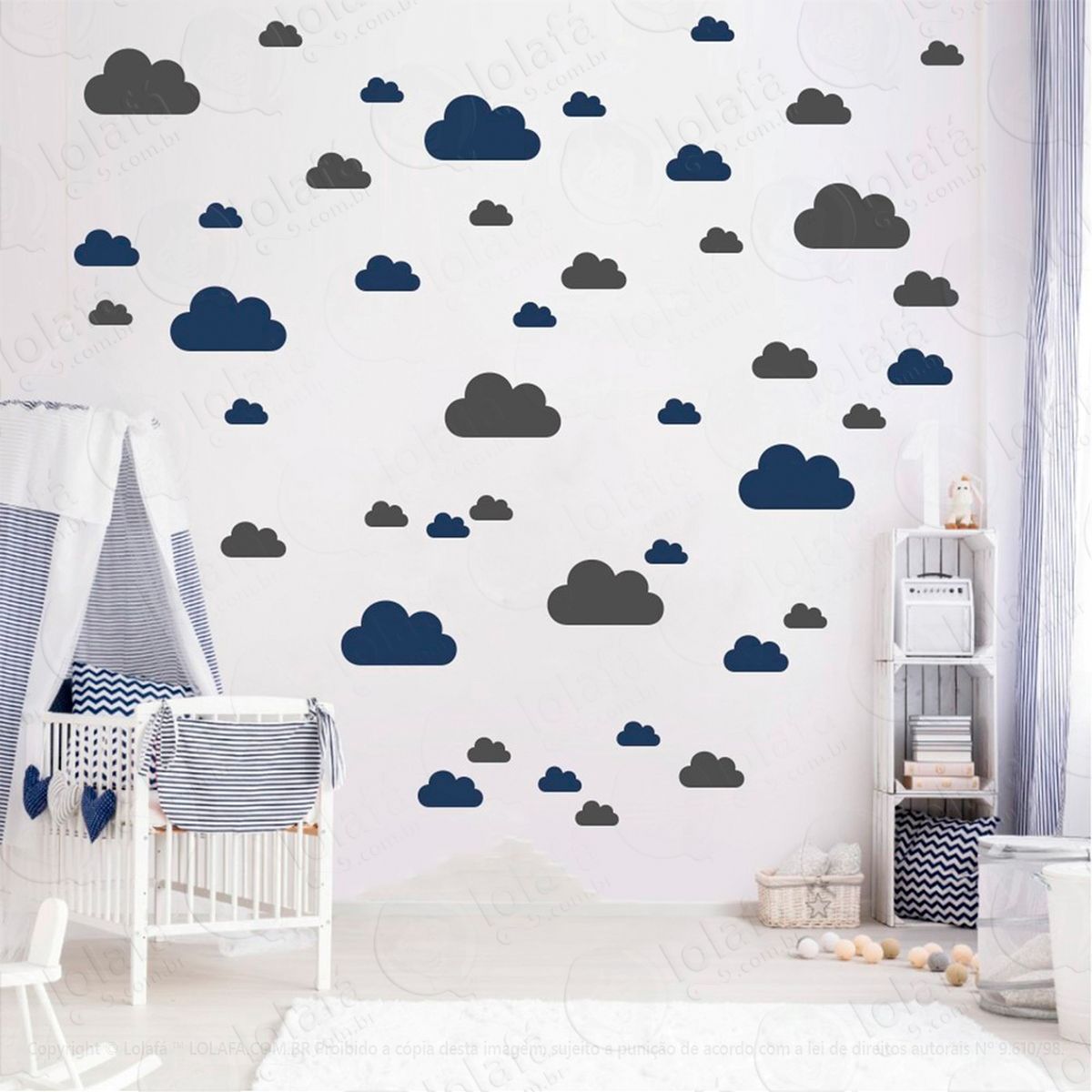 adesivos nuvens 78 peças adesivos para quarto de bebê infantil - mod:768
