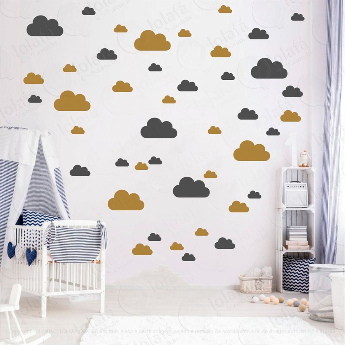 adesivos nuvens 78 peças adesivos para quarto de bebê infantil - mod:769