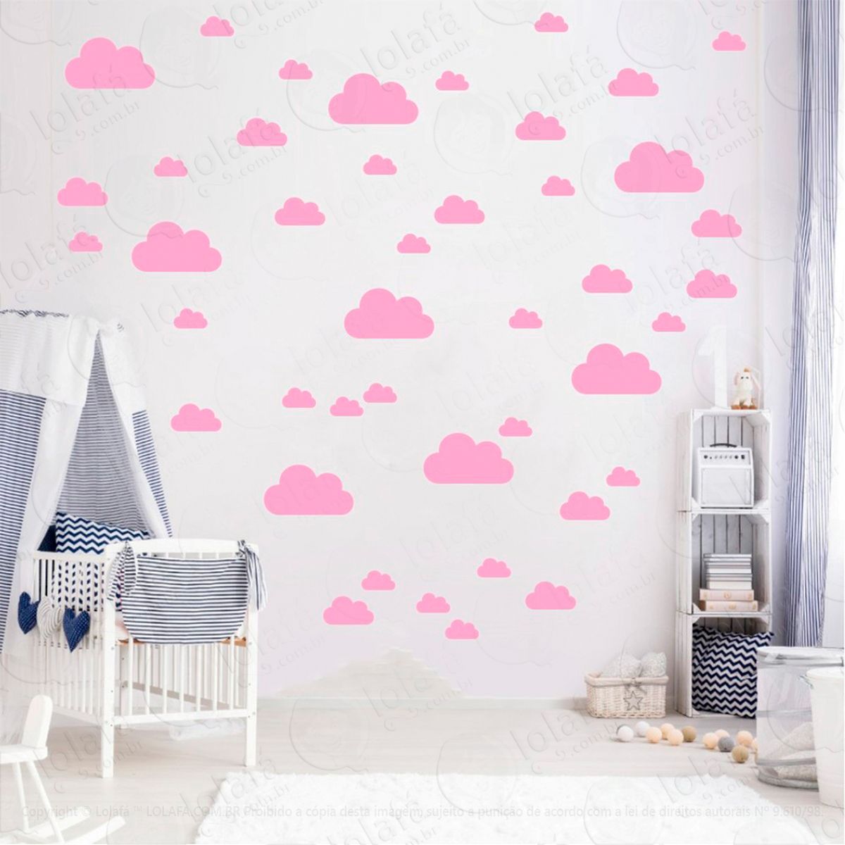 adesivos nuvens 78 peças adesivos para quarto de bebê infantil - mod:770