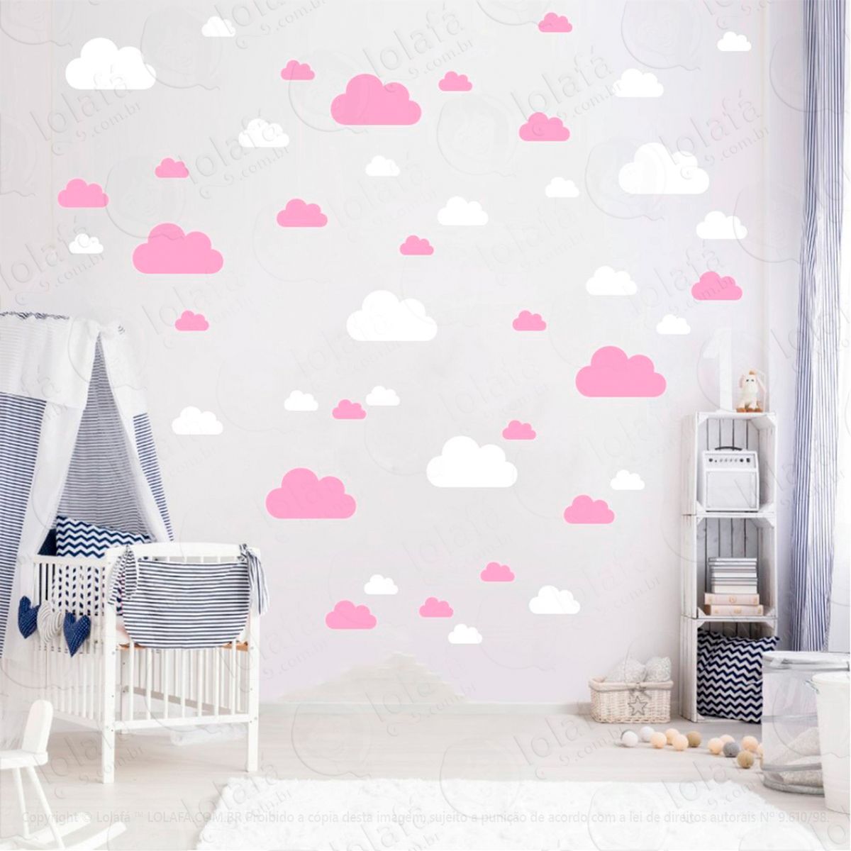 adesivos nuvens 78 peças adesivos para quarto de bebê infantil - mod:772