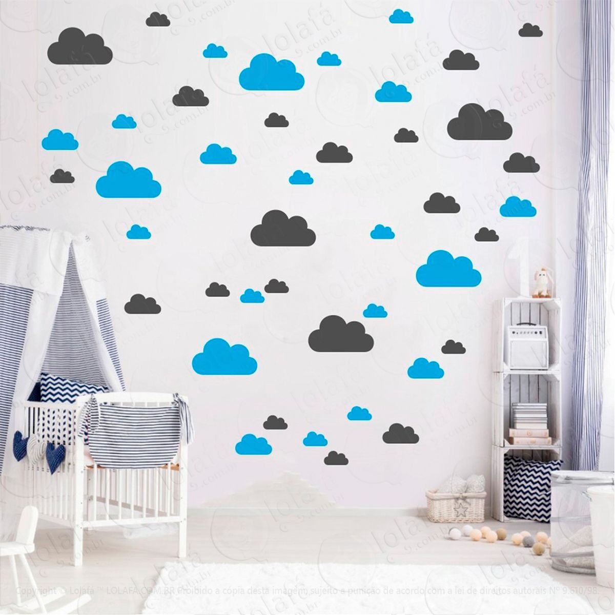 adesivos nuvens 78 peças adesivos para quarto de bebê infantil - mod:773