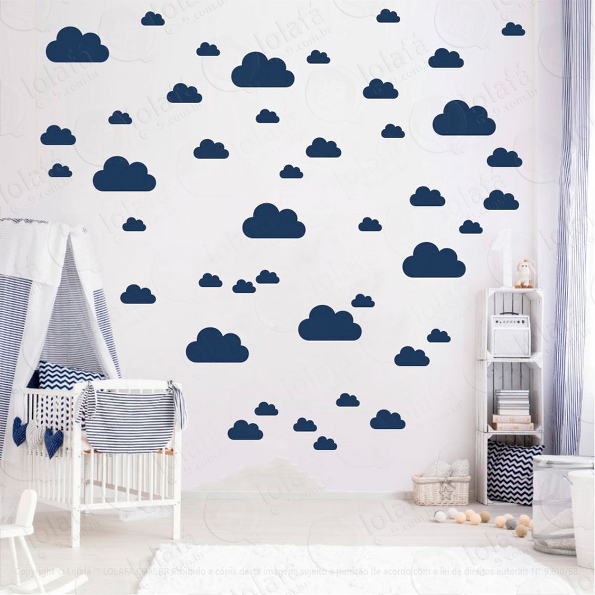 adesivos nuvens 78 peças adesivos para quarto de bebê infantil - mod:775