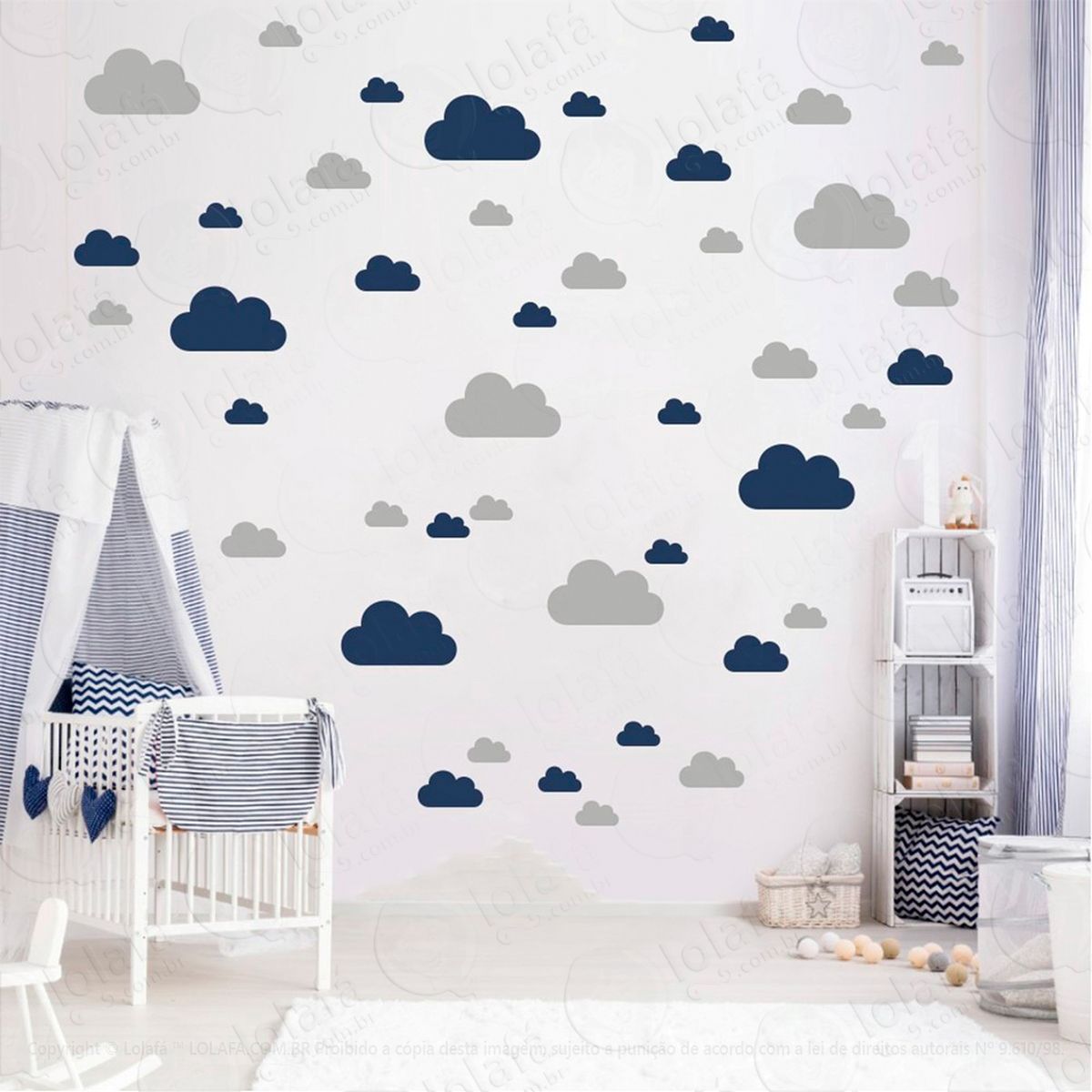 adesivos nuvens 78 peças adesivos para quarto de bebê infantil - mod:777