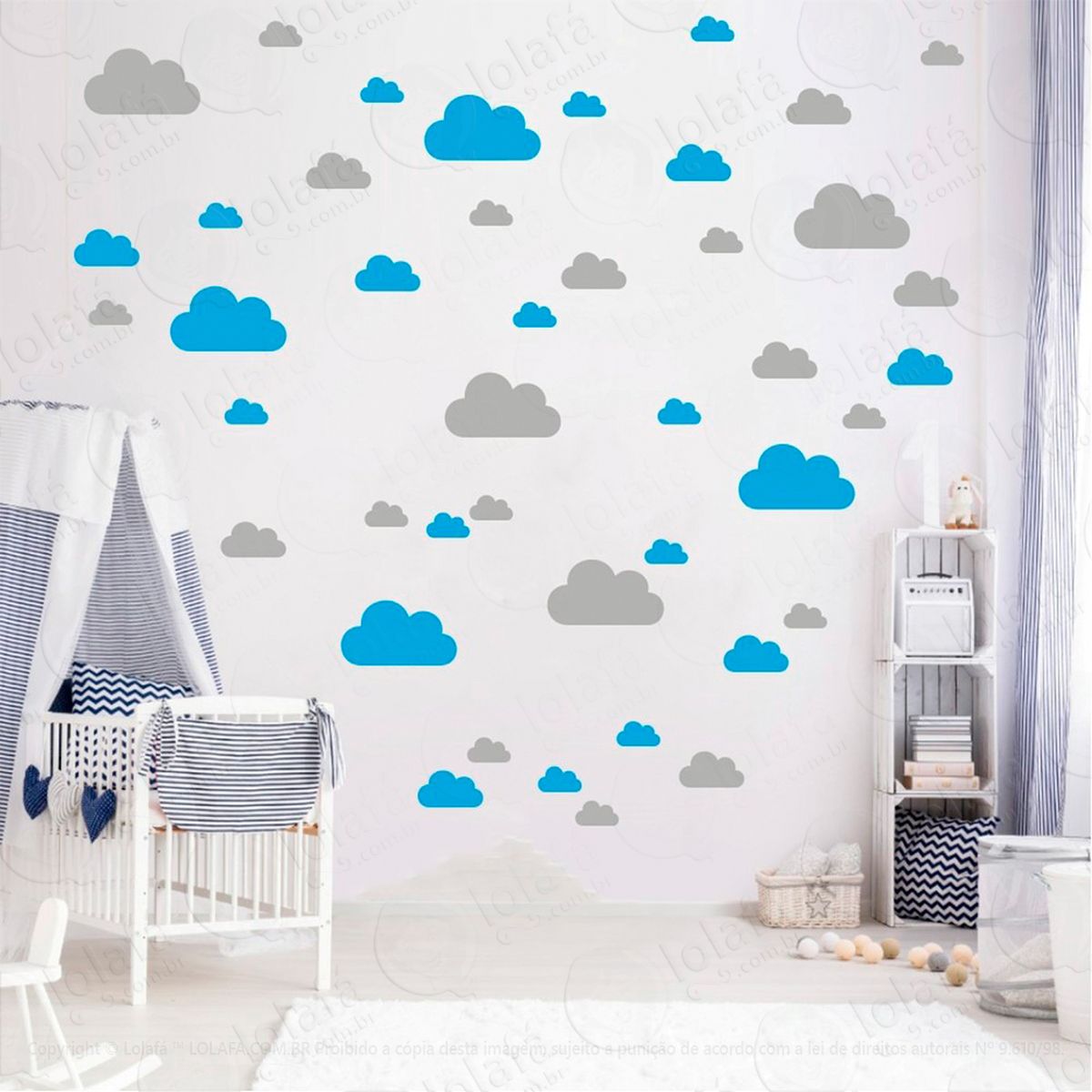 adesivos nuvens 78 peças adesivos para quarto de bebê infantil - mod:778