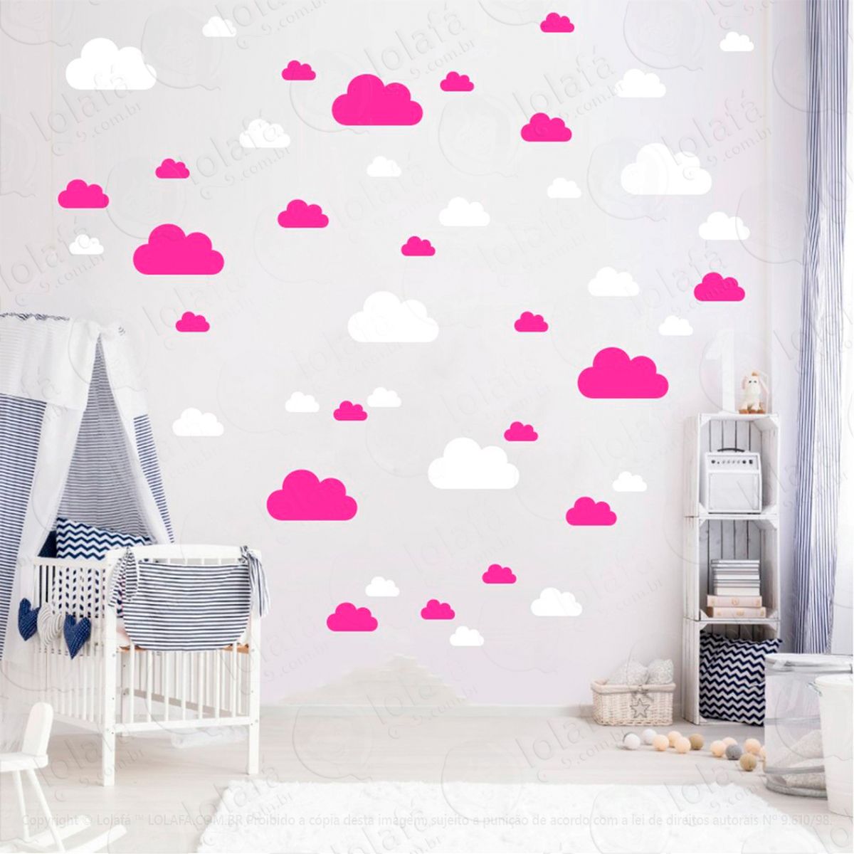 adesivos nuvens 78 peças adesivos para quarto de bebê infantil - mod:779