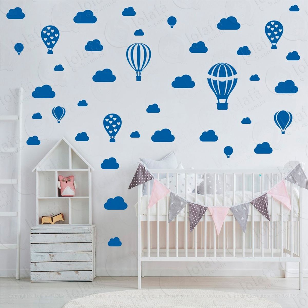 adesivos balões e nuvens 42 peças adesivos para quarto de bebê infantil - mod:787