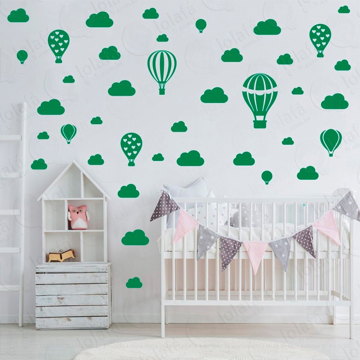 adesivos balões e nuvens 42 peças adesivos para quarto de bebê infantil - mod:804