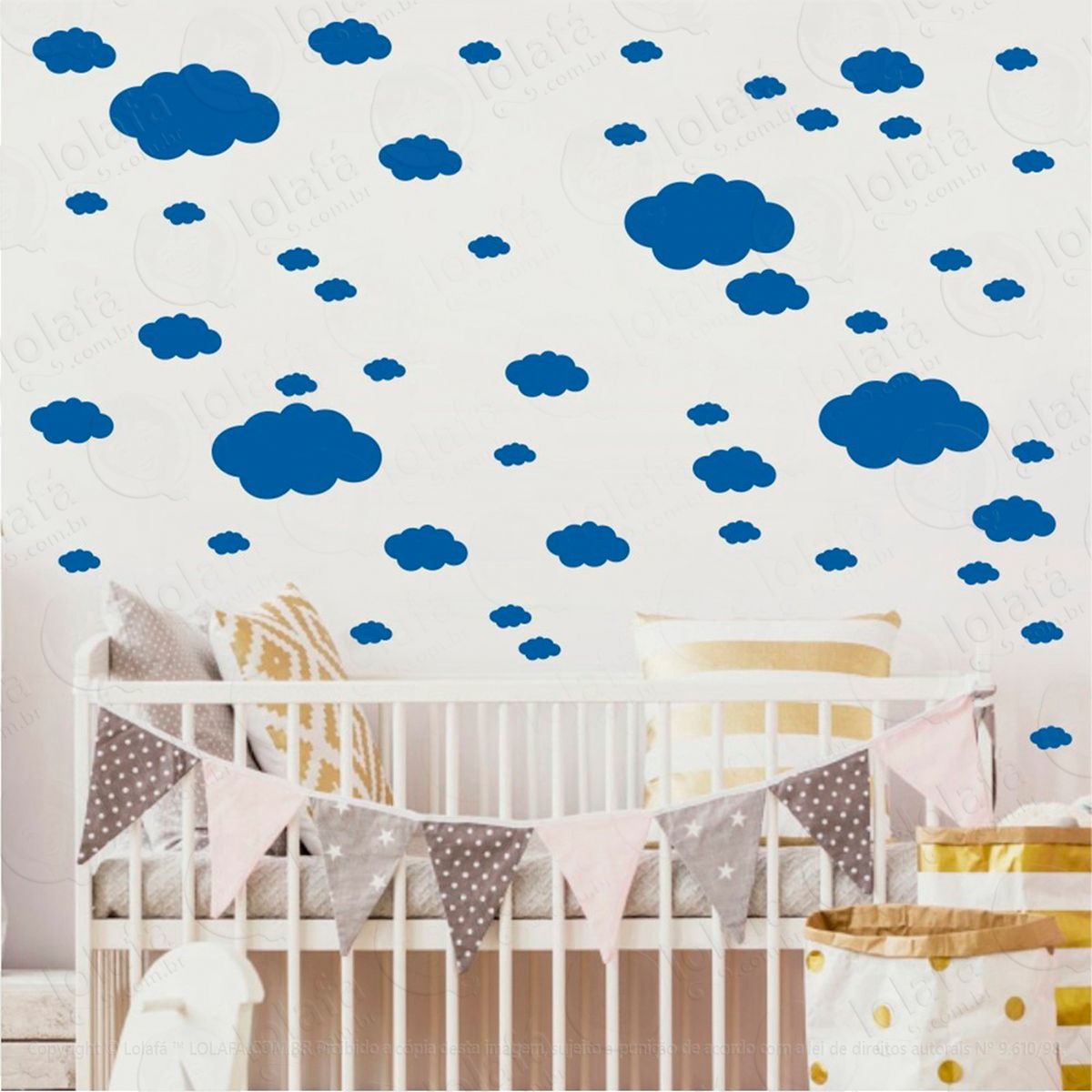 adesivos nuvens 62 peças adesivos para quarto de bebê infantil - mod:818