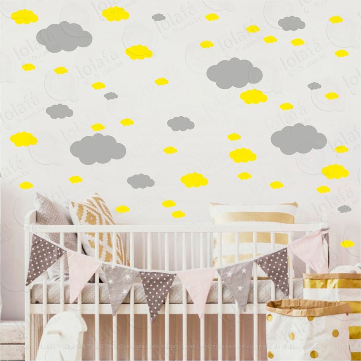 adesivos nuvens 62 peças adesivos para quarto de bebê infantil - mod:819
