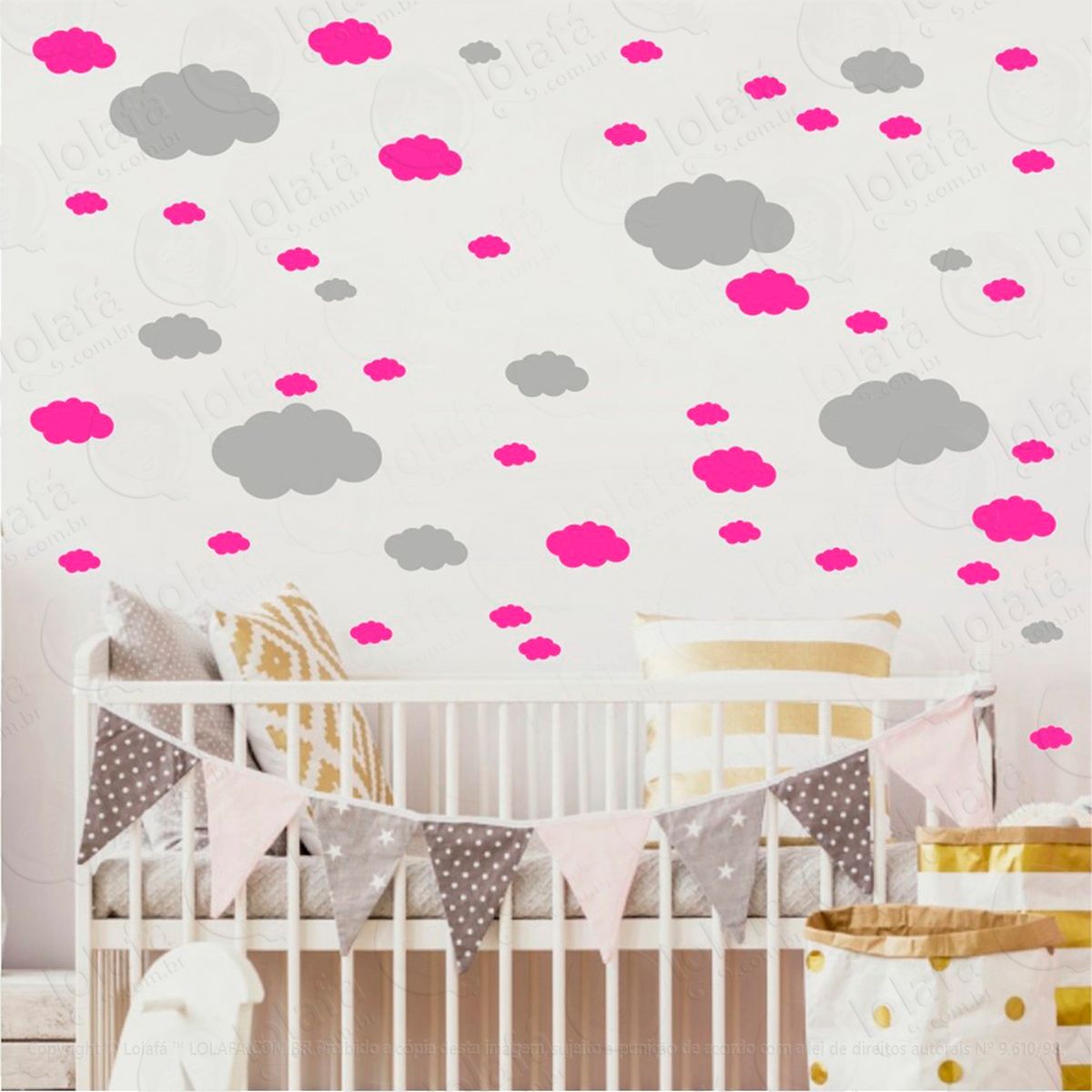 adesivos nuvens 62 peças adesivos para quarto de bebê infantil - mod:821