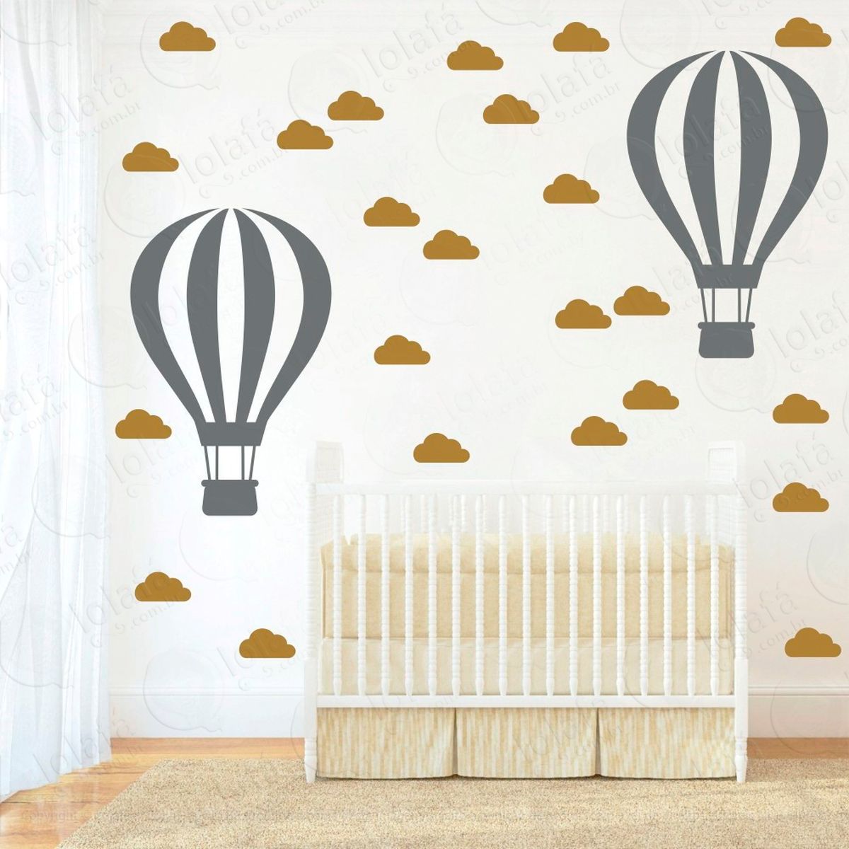 adesivos balão e nuvens 50 peças adesivos para quarto de bebê infantil - mod:861