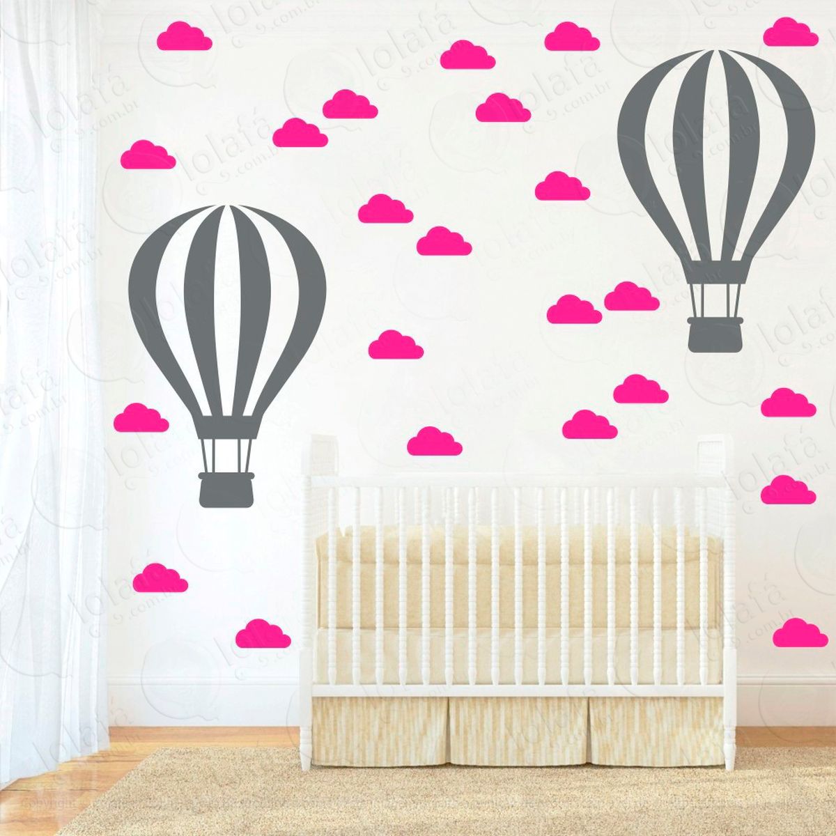adesivos balão e nuvens 50 peças adesivos para quarto de bebê infantil - mod:862