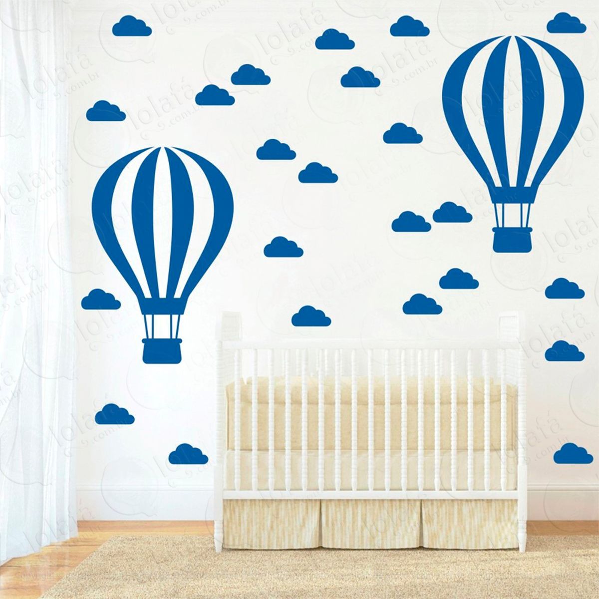 adesivos balão e nuvens 50 peças adesivos para quarto de bebê infantil - mod:870
