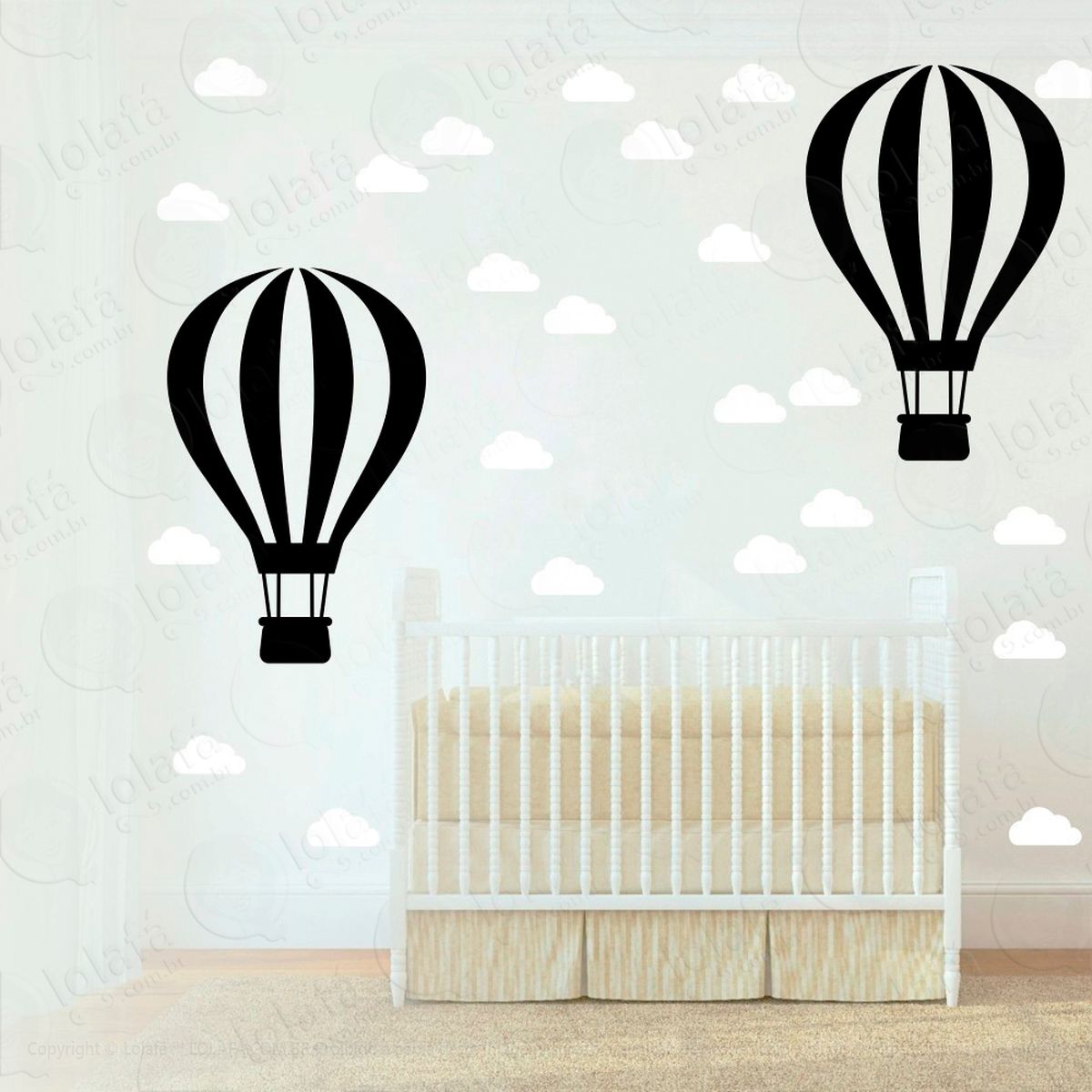 adesivos balão e nuvens 50 peças adesivos para quarto de bebê infantil - mod:871