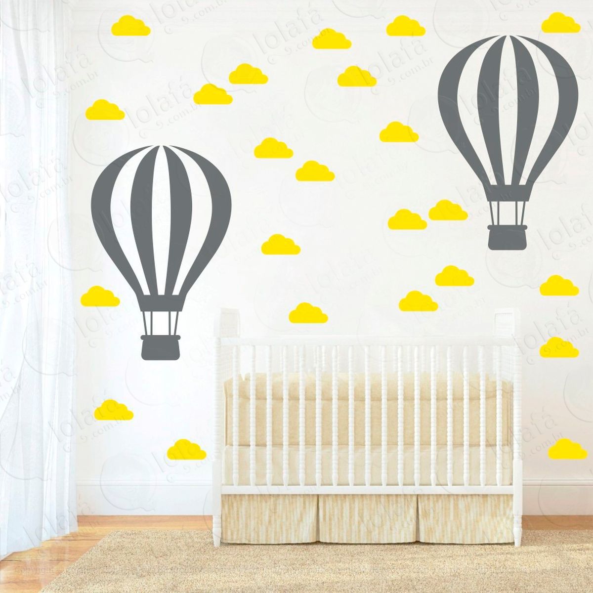adesivos balão e nuvens 50 peças adesivos para quarto de bebê infantil - mod:872