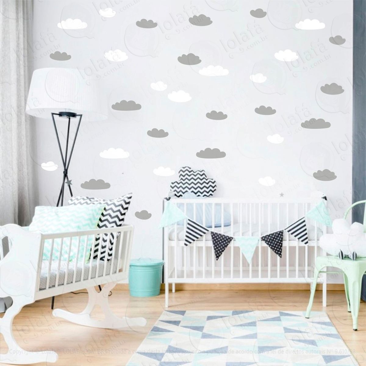 adesivos nuvens 48 peças adesivos para quarto de bebê infantil - mod:879