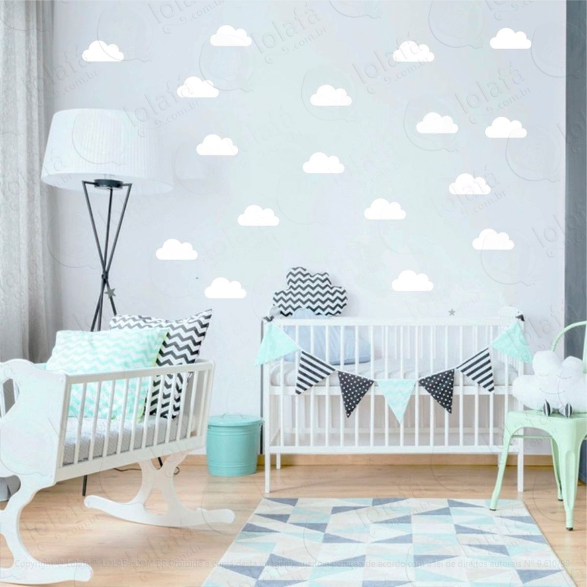 adesivos nuvens 28 peças adesivos para quarto de bebê infantil - mod:880