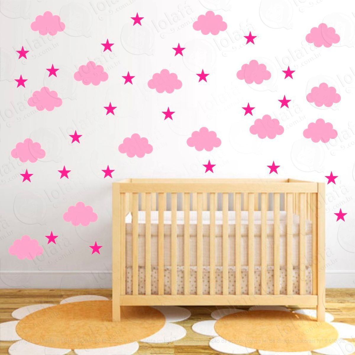 adesivos nuvens e estrelas 100 peças adesivos para quarto de bebê infantil - mod:897