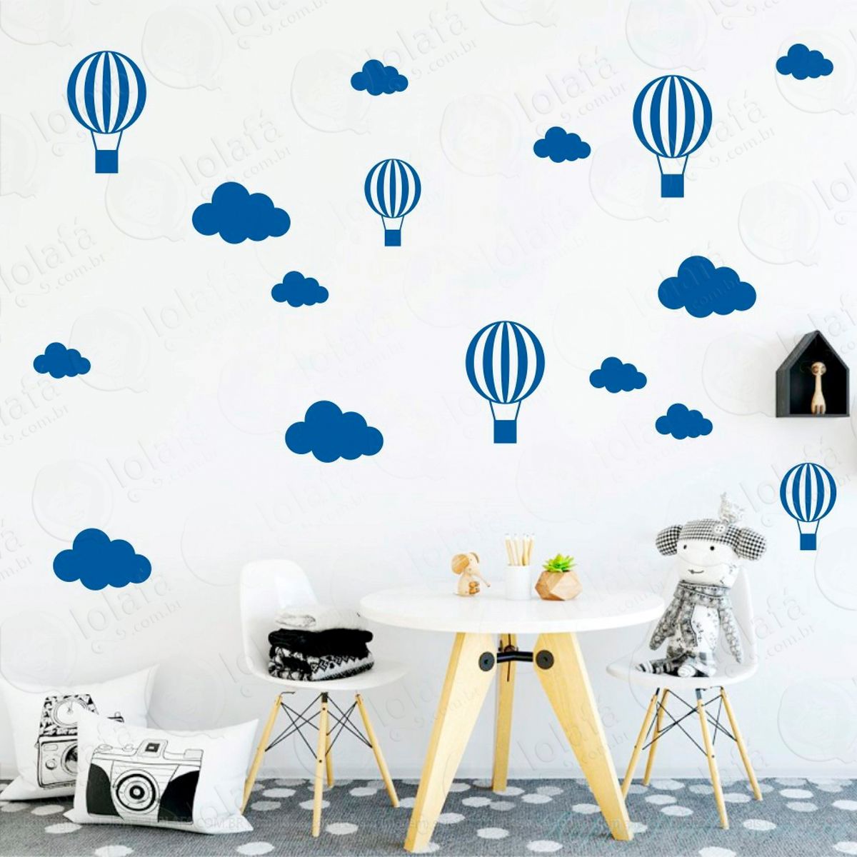 adesivos nuvens e balões 50 peças adesivos para quarto de bebê infantil - mod:903